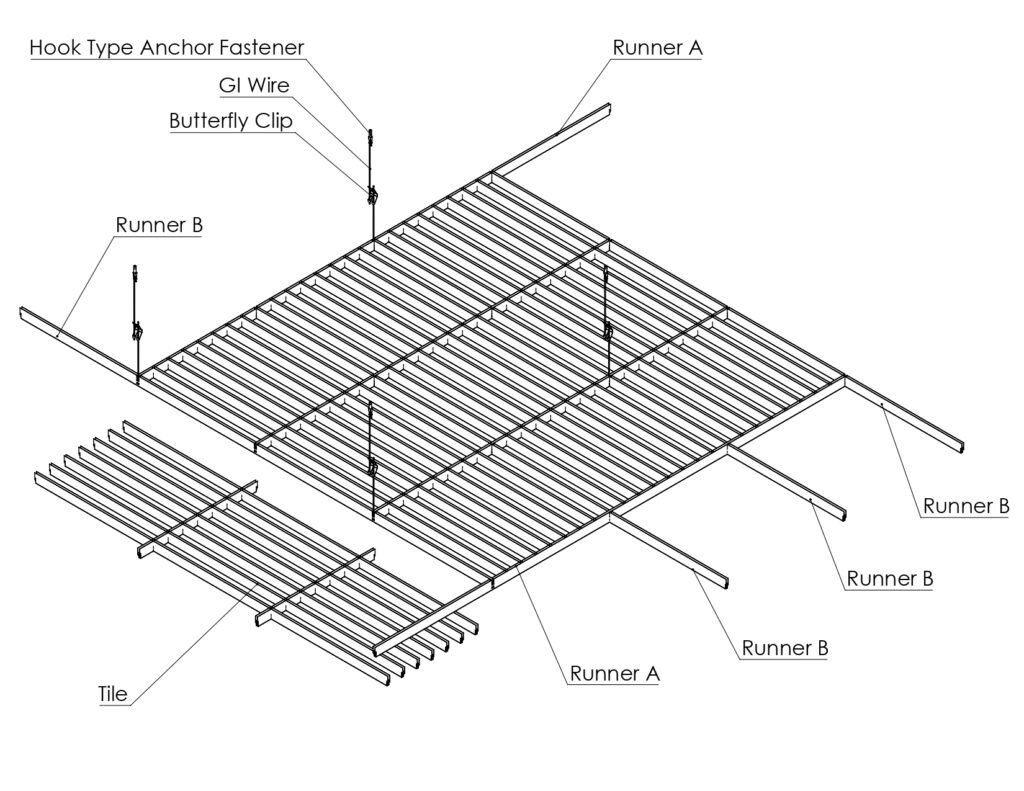 Linear Cell Ceiling | Metal Edge Ceiling Systems